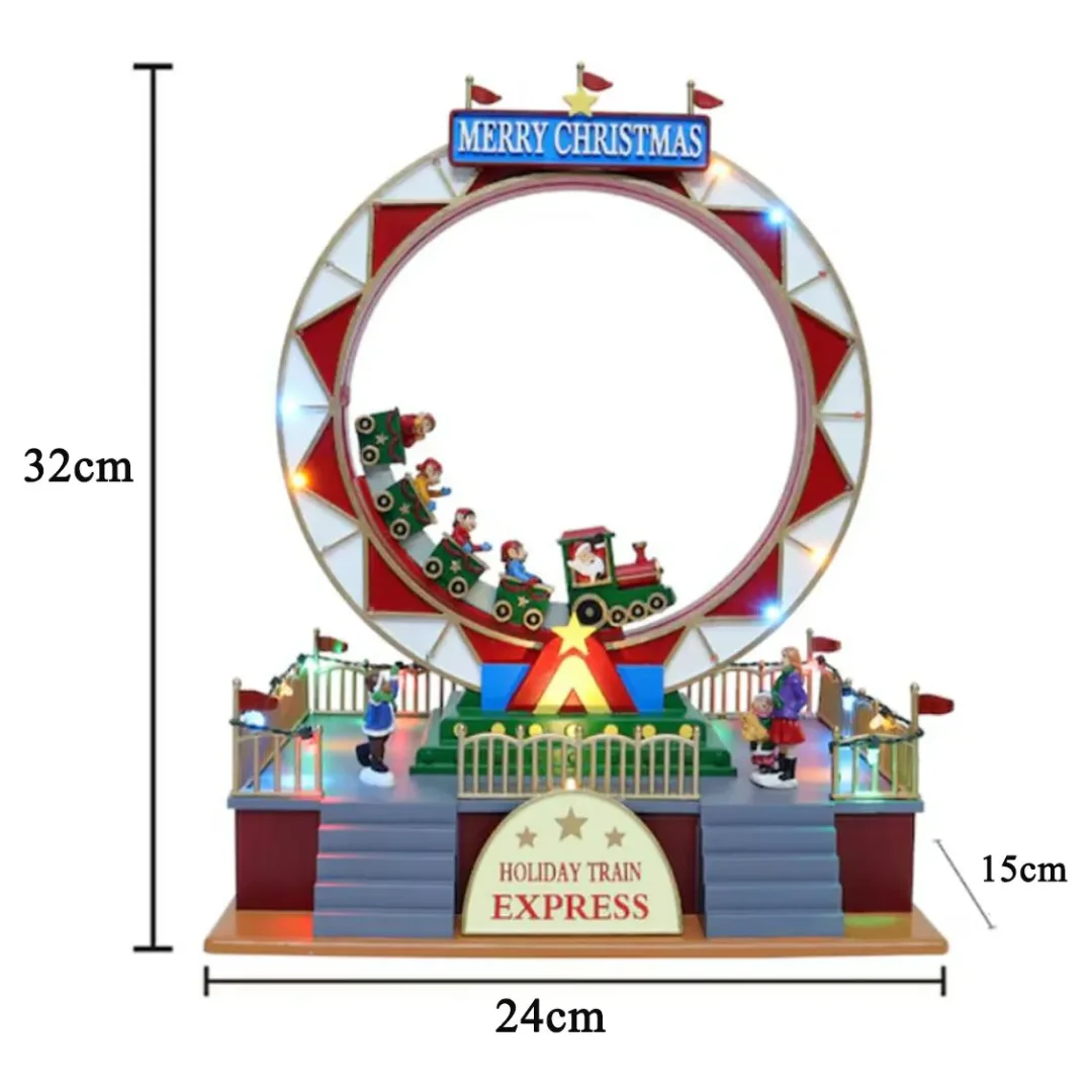 Enfeite Roda Gigante Natalino Natal Papai Noel Led Musical