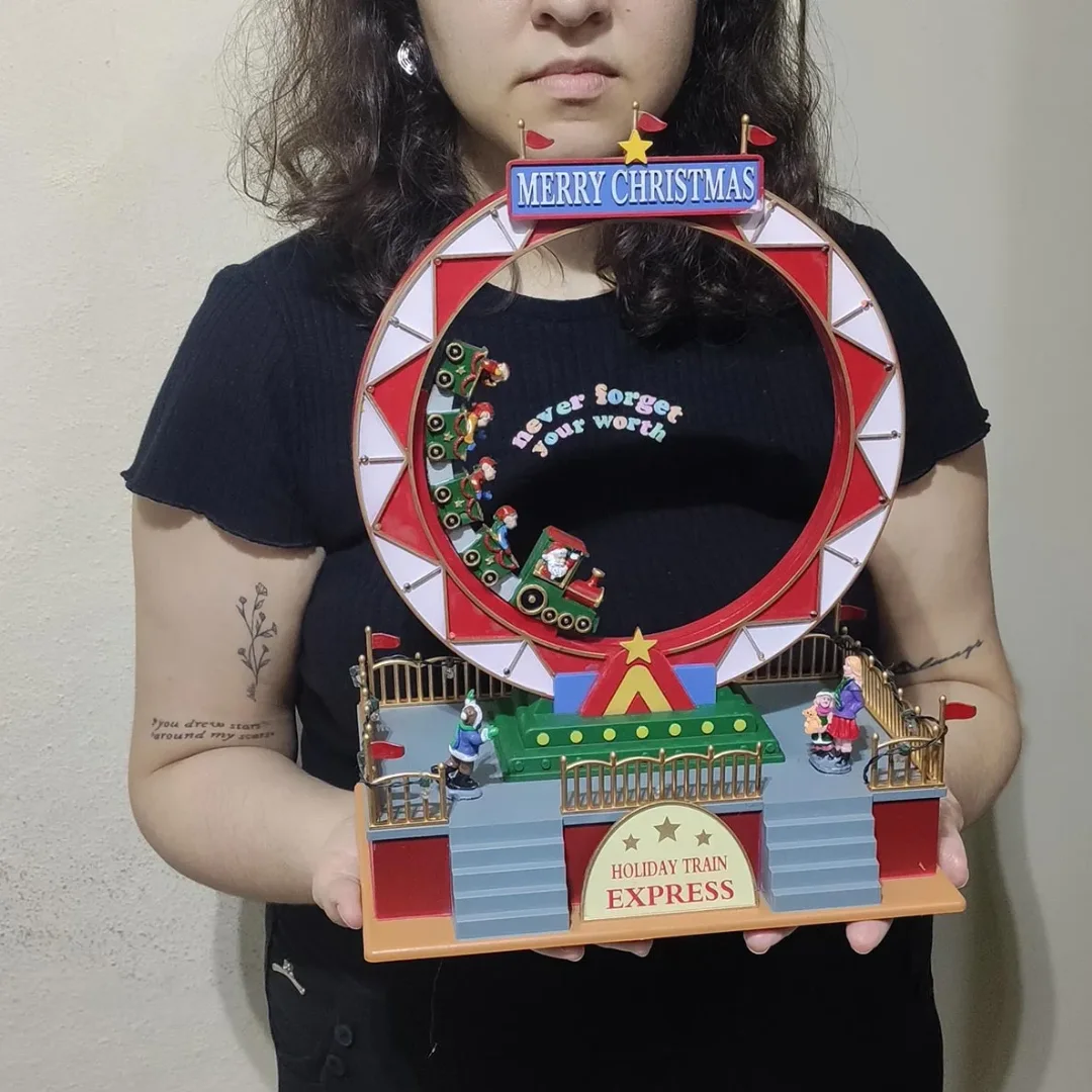 Enfeite Roda Gigante Natalino Natal Papai Noel Led Musical