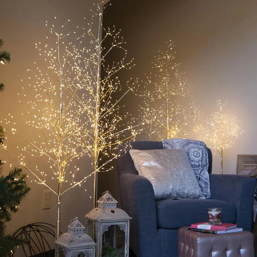 Quarteto Encantador de Bétulas - Luminárias Decorativas de LED (Estilo Realista) BIVOLT