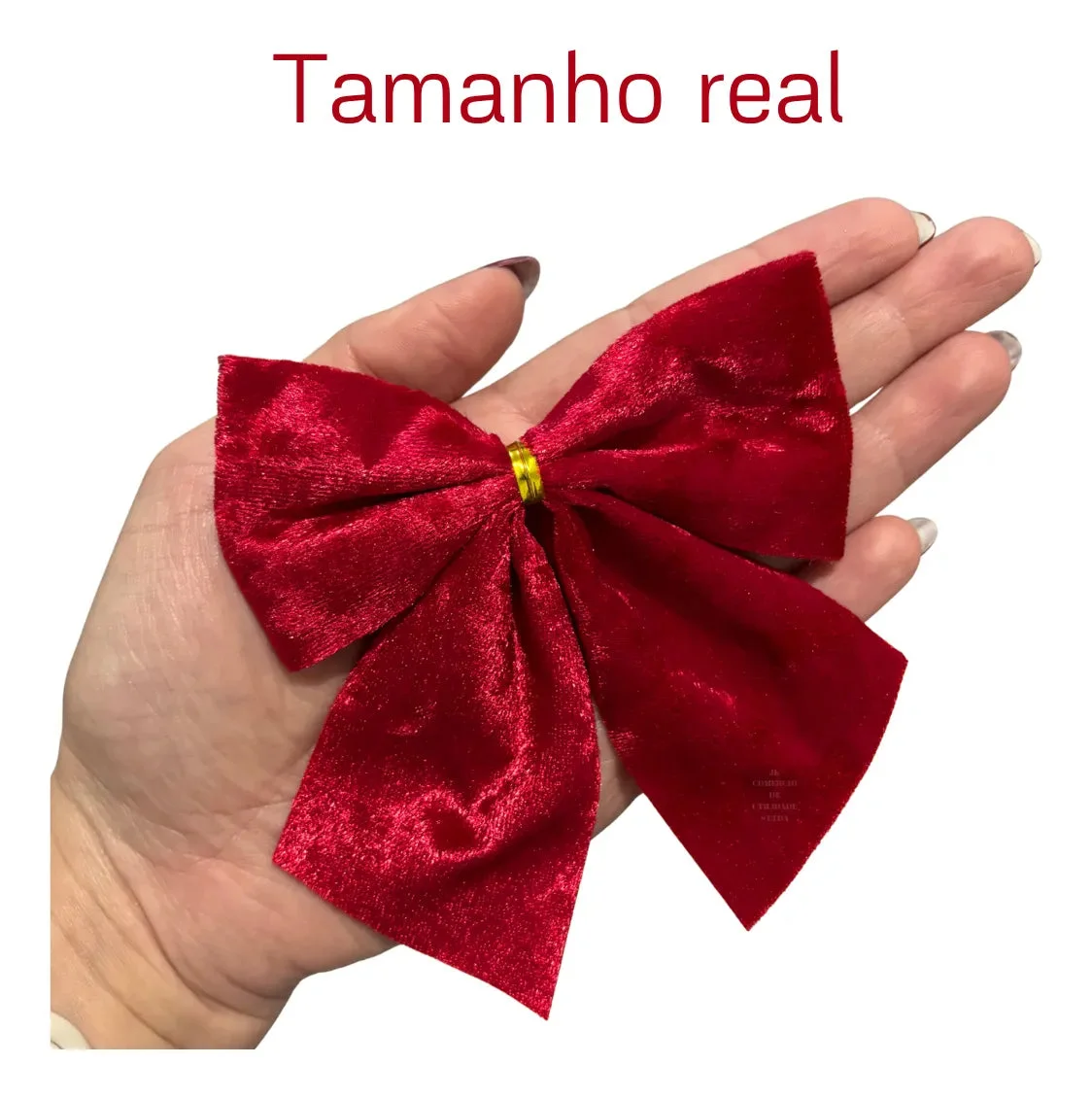 Kit com 12 Laços Natalinos em Veludo Vermelho