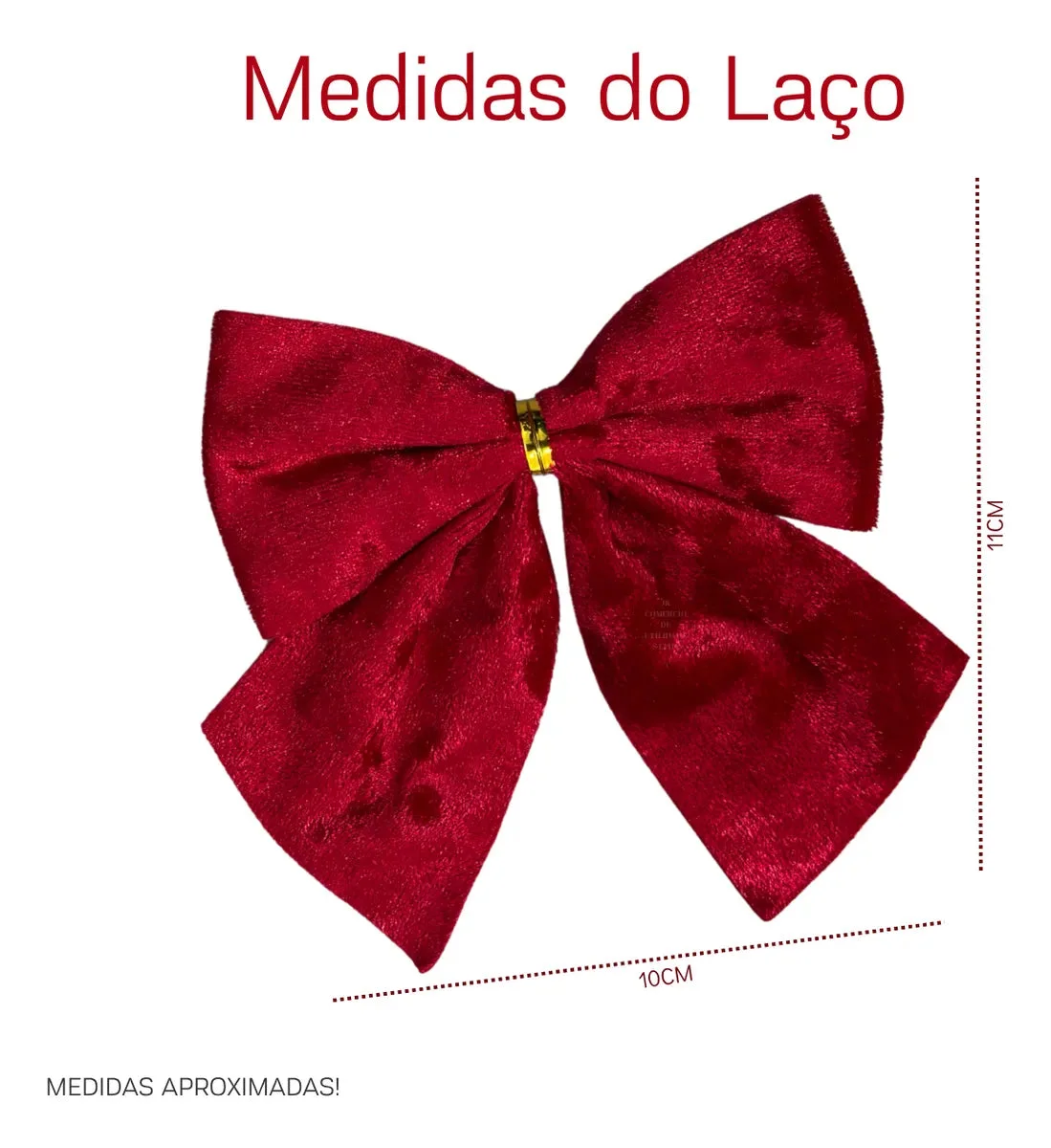 Kit com 12 Laços Natalinos em Veludo Vermelho