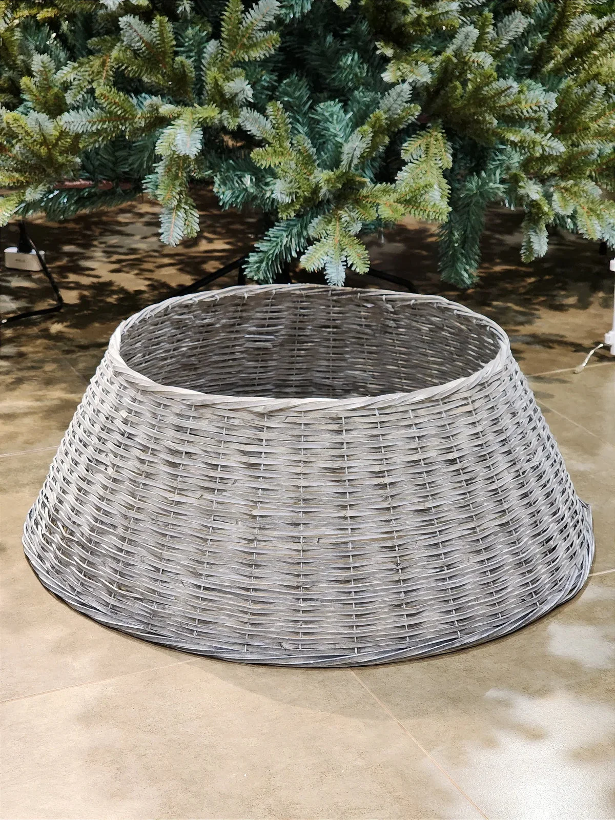 Saia Rígida Trançada Cinza 70cm para Árvore de Natal