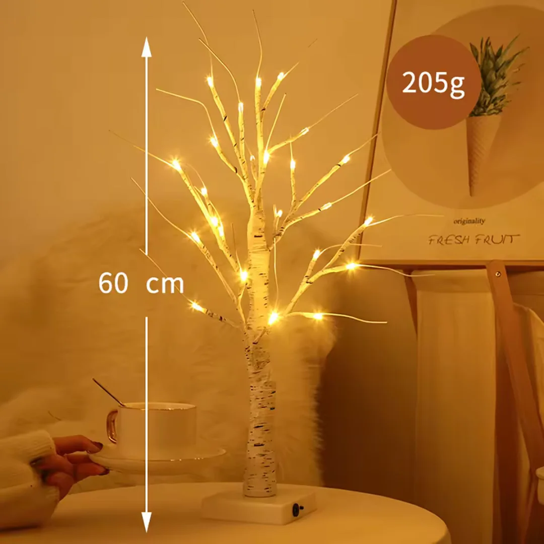 Árvore de Bétula LED Brilhante - Toque Mágico para sua Decoração e Eventos