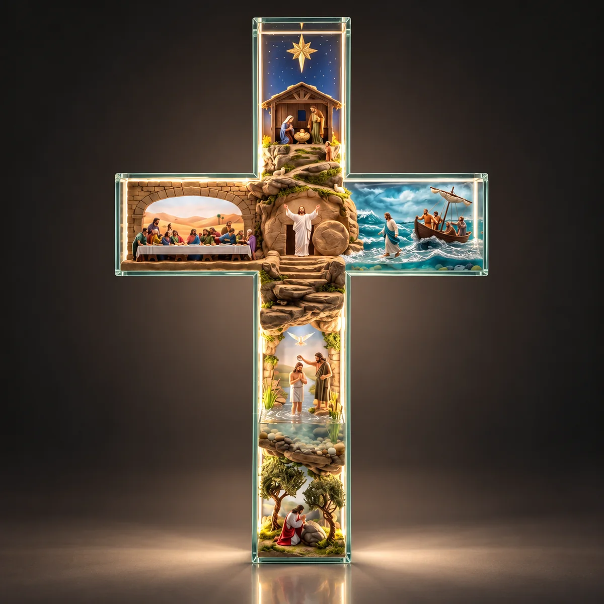 História de Jesus em 6 Cenas — Uma Obra-Prima em Forma de Cruz  60x45