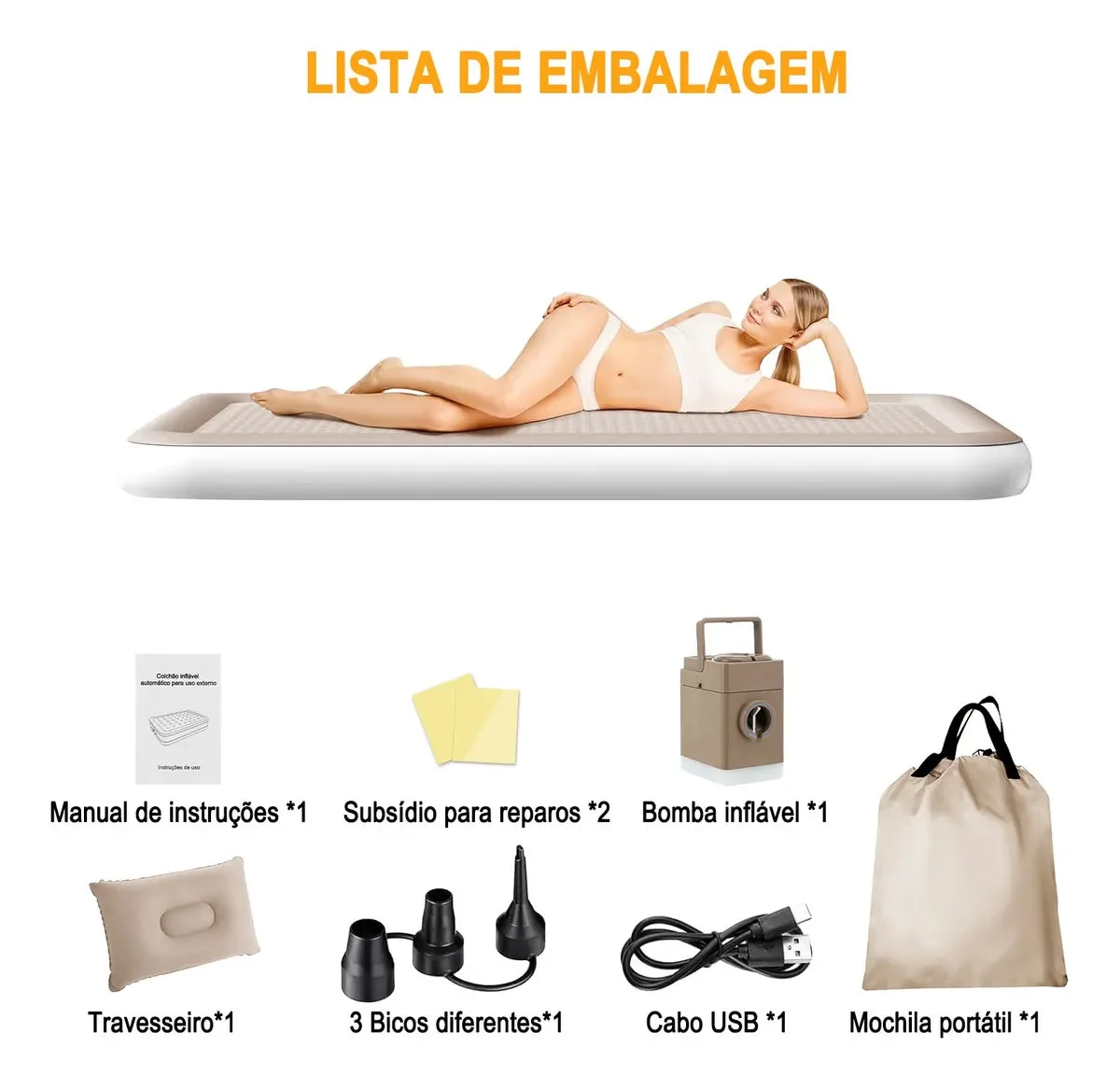 Colchão Inflável Queen com 2 Travesseiro