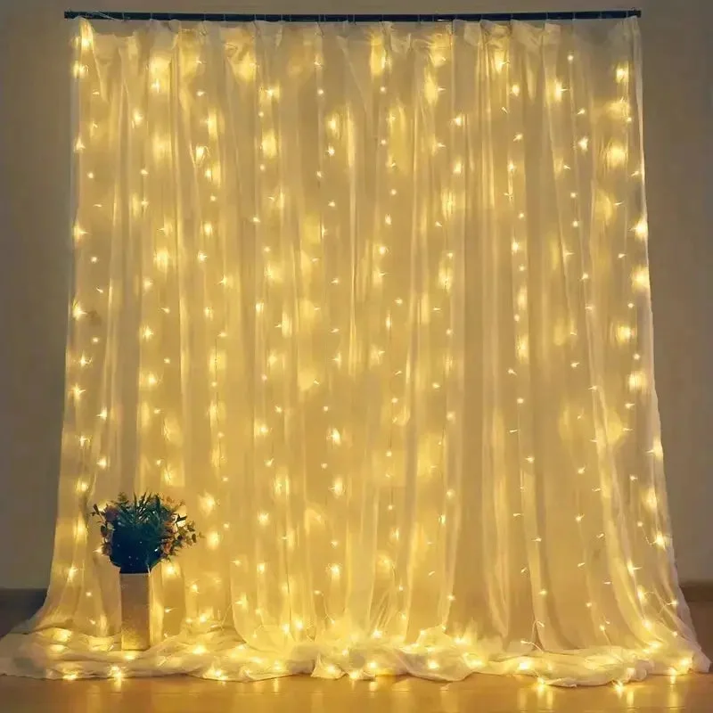 Cortina LED Decorativa USB com 8 modos de luz